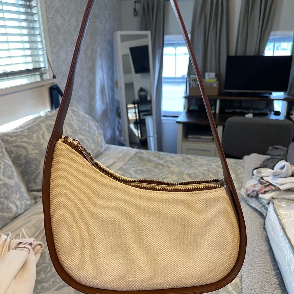 a new day Cream and Brown Shoulder Bag